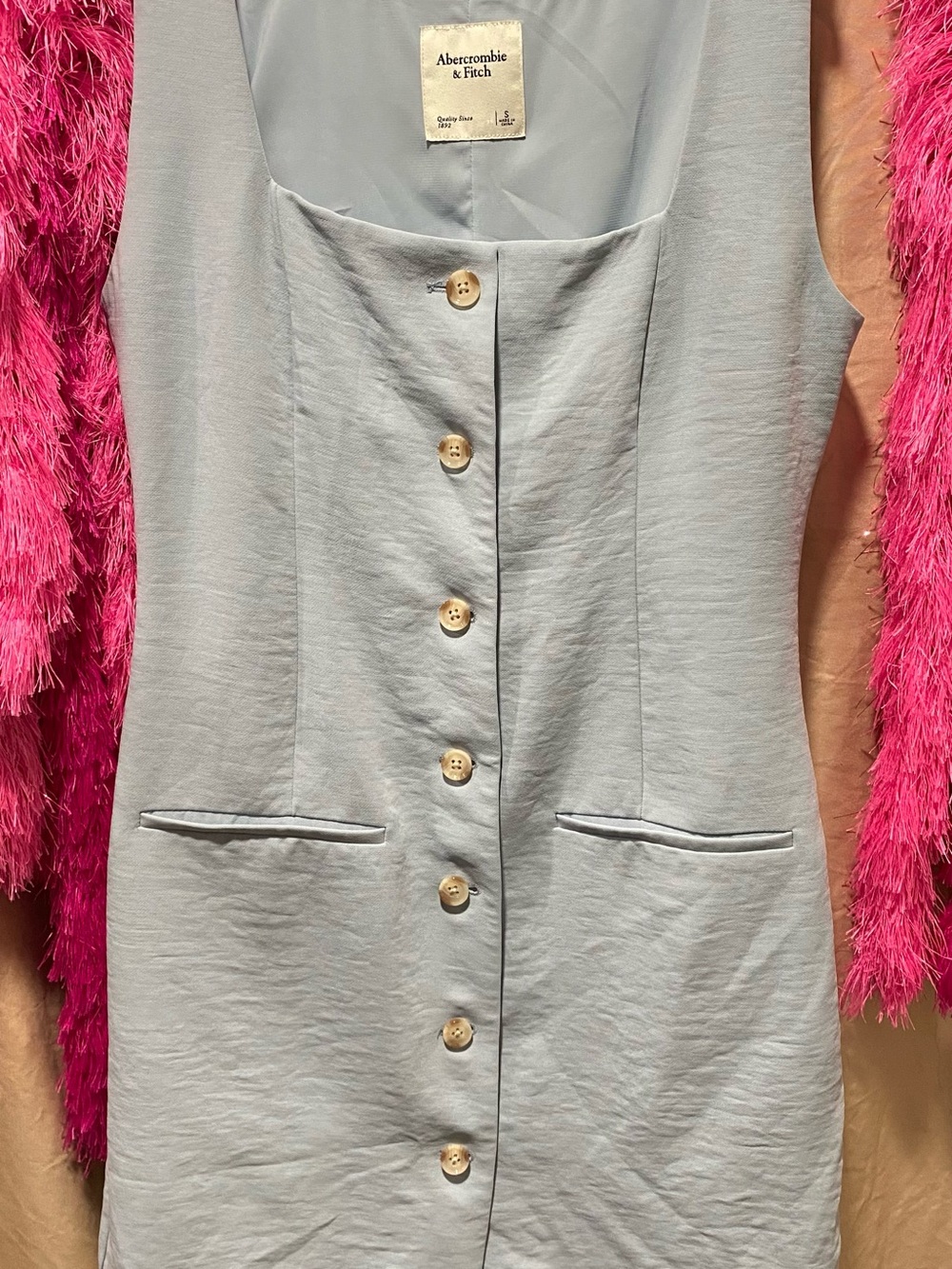 Abercrombie & Fitch Pale Blue Button-Front Sheath Dress